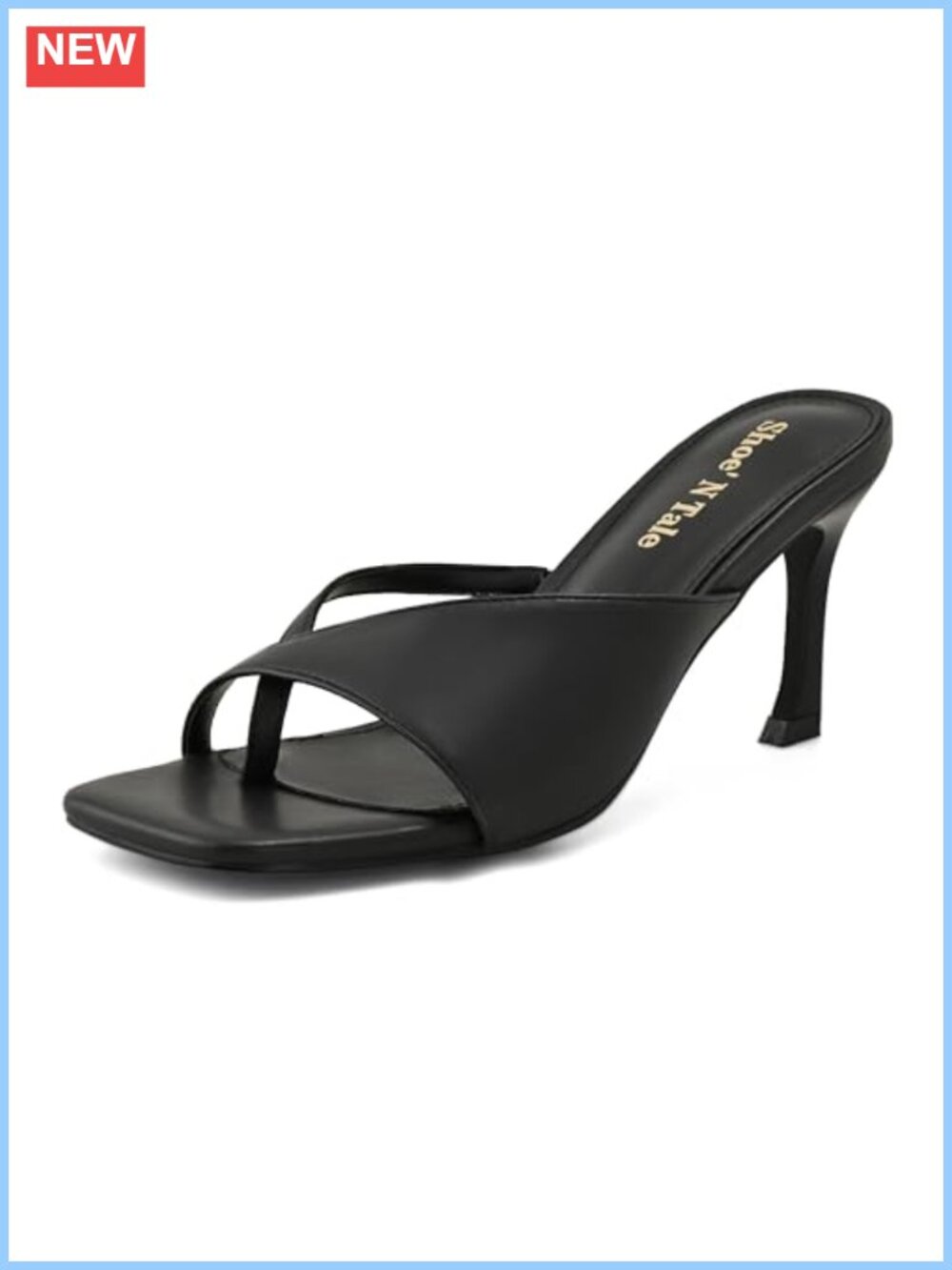 Women's Square Toe Stiletto Heeled Sandals Slip On Mules for Party Wedding